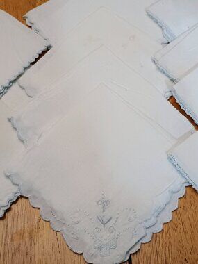 3 sets of vintage blue and white cocktail napkins 11 in all